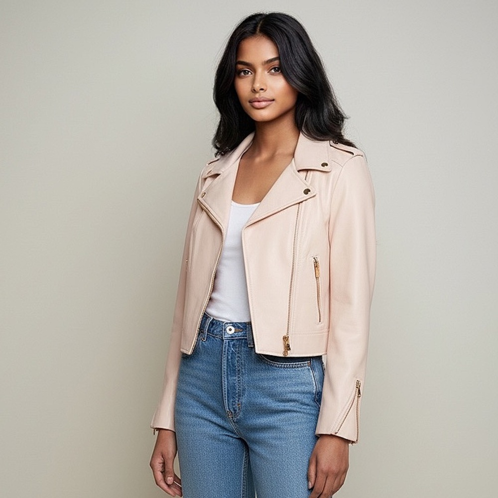 Lamarque NWT - Donna Leather Jacket Sz - L in Ballet Pink